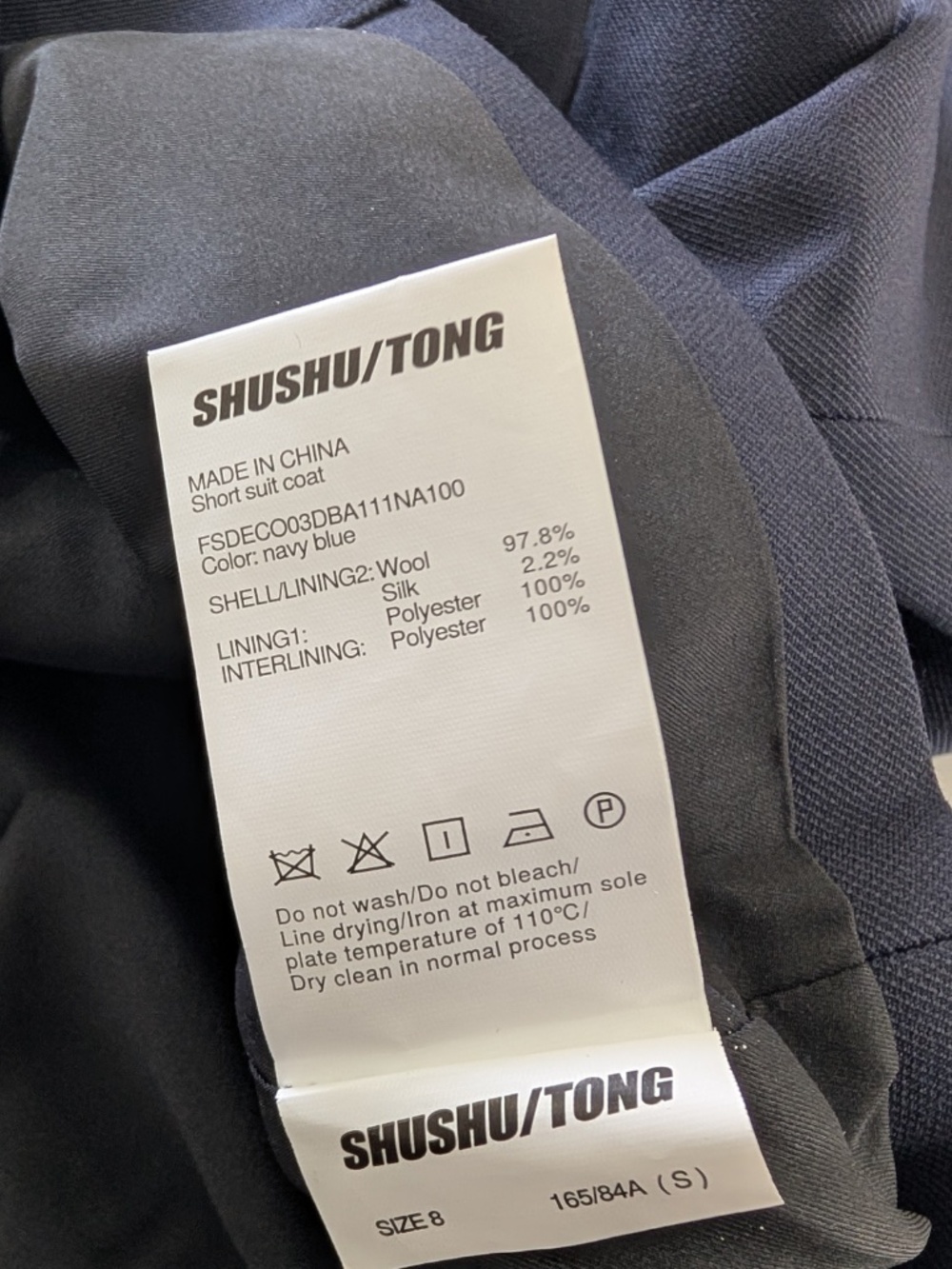 SHUSHU/TONG Cropped Puff Sleeve Blazer Navy Blue Jacket NWT UK 8 Size S - Picture 8 of 14